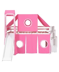 Streamdale Furniture Full Size Loft Bed with Tent and Tower