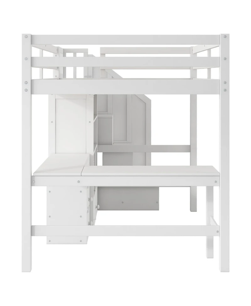 Streamdale Furniture Full Loft Bed with Desk, Drawers & Storage Staircase