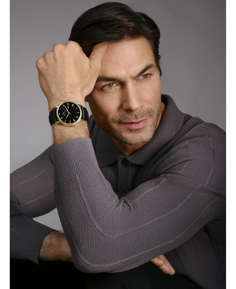 Porsamo Bleu Men's Veritas 1 Genuine Leather Band Watch 1361GVEL