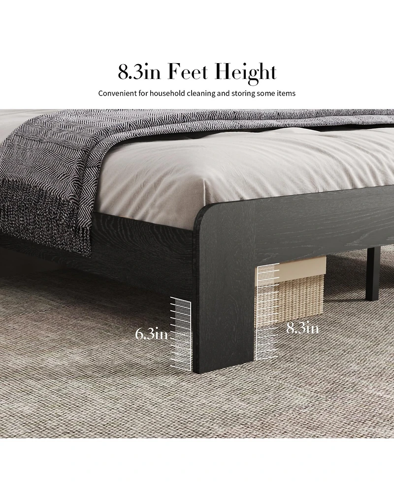 Streamdale Furniture King Wood Bed Frame Led Usb Storage