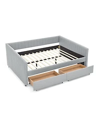 Streamdale Furniture Grey Upholstered Daybed with Storage Drawers, 86.5" x 65" x 30"