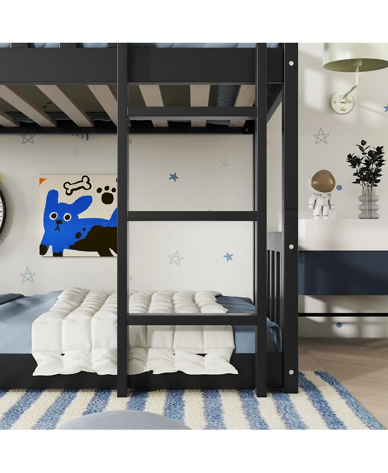 Streamdale Furniture Triple Bunk Bed, Twin over Twin over Twin, Rubber Wood