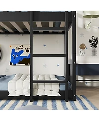 Streamdale Furniture Triple Bunk Bed, Twin over Twin over Twin, Rubber Wood