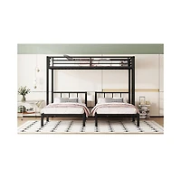 Streamdale Furniture Twin over Twin & Twin Bunk Beds for 3, Twin Xl over Twin & Twin Bunk Bed Metal Triple Bunk Bed, Black