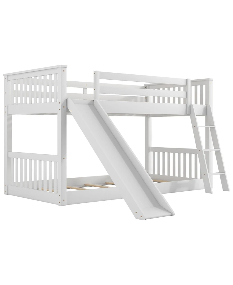 Streamdale Furniture Twin over Twin Wood Convertible Slide and Ladder Bunk Bed