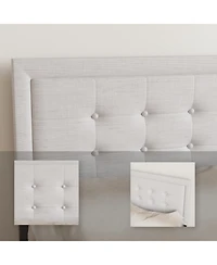 Streamdale Furniture Streamdale Iron Platform Bed Frame with Wooden slats support & Upholstered Headboard (Queen Size)