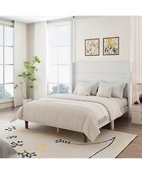 Streamdale Furniture White Queen Bed with 54" Headboard for Reading and Relaxation