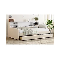 Streamdale Furniture Twin Upholstered Platform Bed with Storage and Drawers