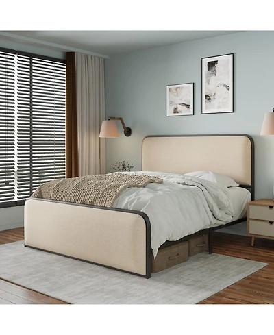 Streamdale Furniture Streamdale Modern Queen Bed Frame with Upholstered Headboard, Footboard, and Underbed Storage