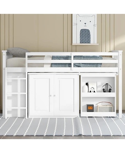 Streamdale Multifunctional Loft Bed with Desk, Storage, Ladder, and Safety Rail