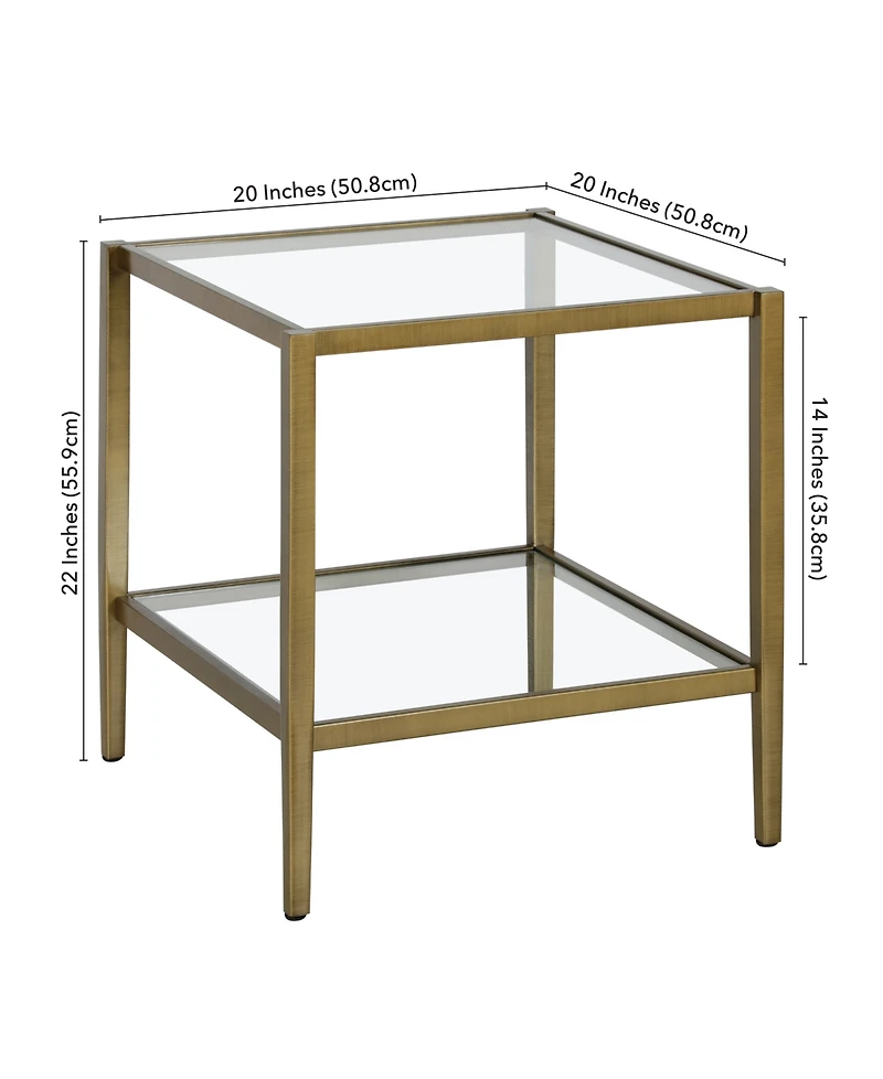 Hudson & Canal Hera 20" Wide Square Side Table with Glass Shelf