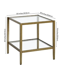 Hudson & Canal Hera 20" Wide Square Side Table with Glass Shelf