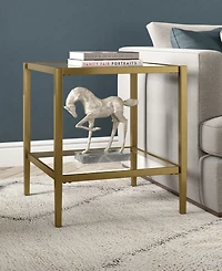 Hudson & Canal Hera 20" Wide Square Side Table with Glass Shelf