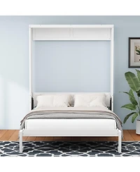 Streamdale Furniture Full Size Murphy Bed,61.5-inch Cabinet Bed Folding Wall Bed with Desk Combo Perfect for Guest Room, Study, Office
