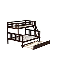 Streamdale Furniture Twin over Full Bunk Bed with Trundle and Ladder, Espresso