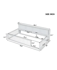 Streamdale Furniture Wood Twin Xl Floor Bed with Storage Cabinets and Usb Ports