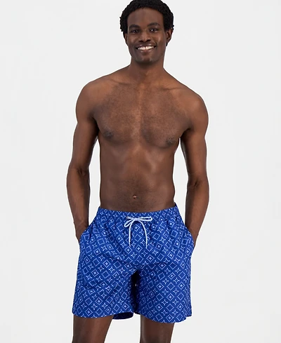 Club Room Men's Rustic Geo 7" Swim Trunks, Macy's Exclusive