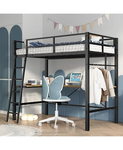 Streamdale Furniture Twin Loft Bed with Desk and Charging Station, Black