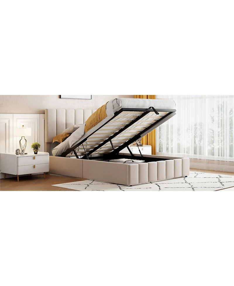 Streamdale Furniture Full Upholstered Platform bed with a Hydraulic Storage System