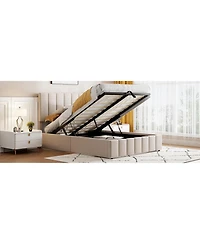 Streamdale Furniture Full Upholstered Platform bed with a Hydraulic Storage System
