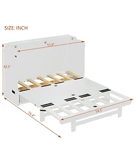 Streamdale Furniture Full Size Murphy Bed with Large Drawer,Usb Ports and Outlets,White