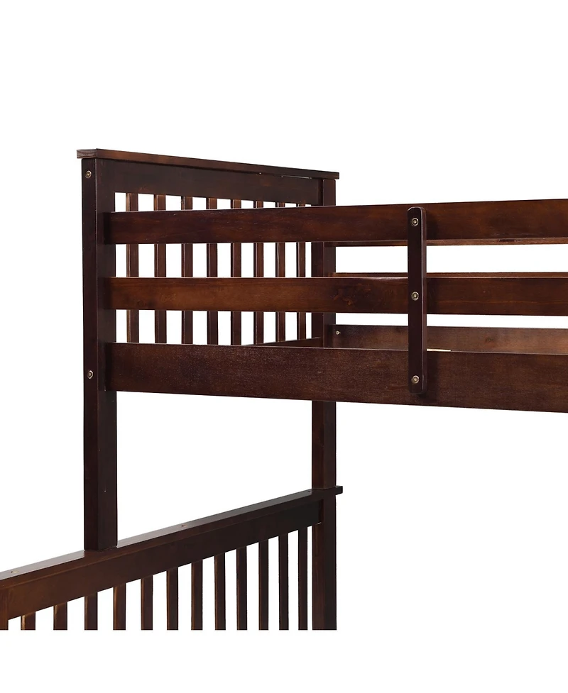 Streamdale Furniture Twin Over Full Bunk Bed with Storage - Espresso