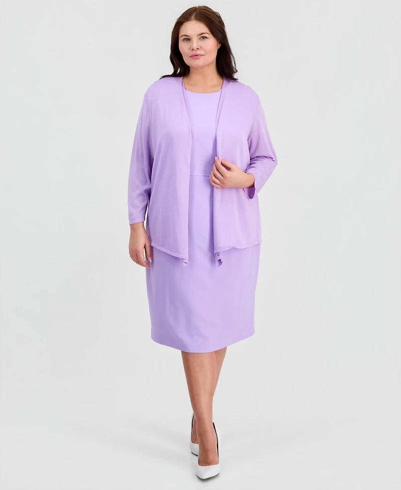 Kasper Plus Open-Front A-Line Cardigan