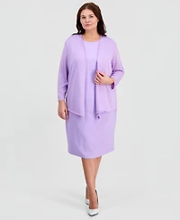 Kasper Plus Open-Front A-Line Cardigan