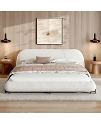 Streamdale Furniture Upholstered Bed Frame with Boucle Fabric and Steel Legs