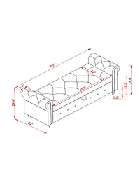 Streamdale Furniture 63" Bed Bench Beige Fabric