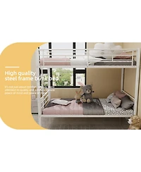 Streamdale Furniture Twin Over Twin Metal Bunk Bed with Ladders & Guardrail