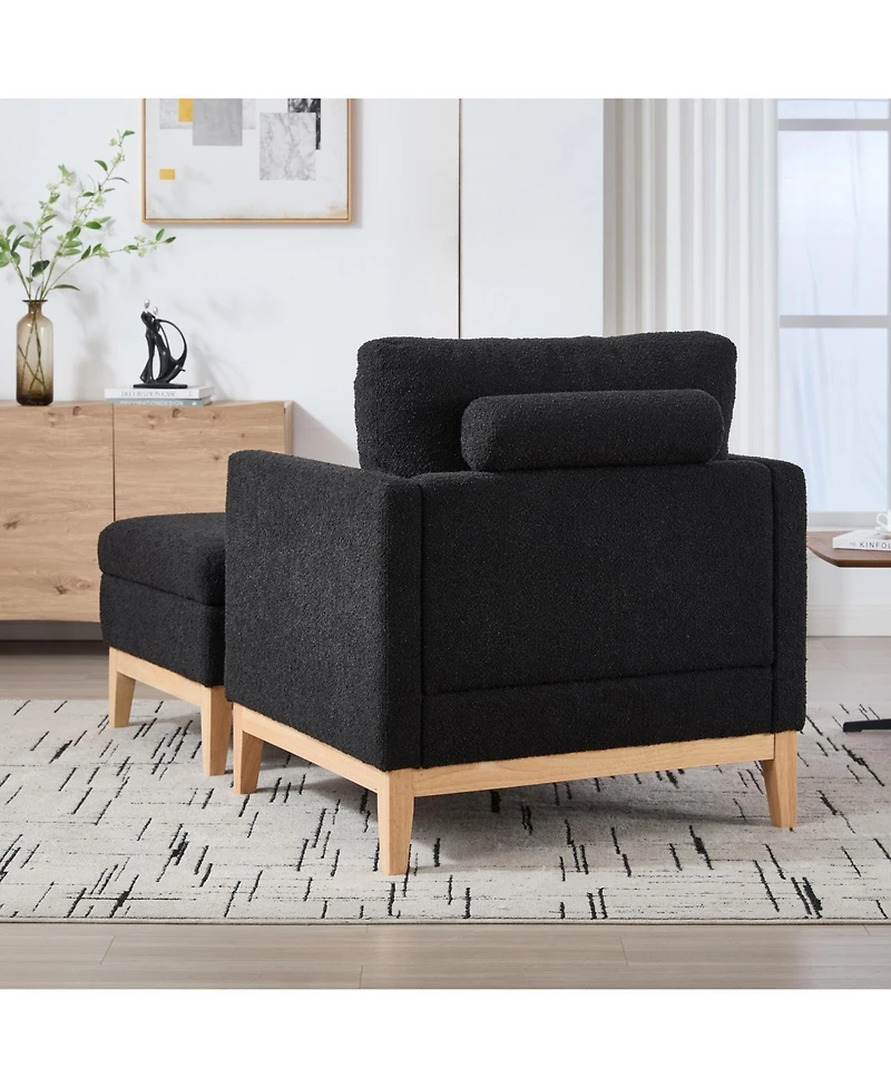 Streamdale Furniture Farmhouse Upholstered Accent Chair & Ottoman