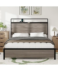 Streamdale Furniture Full Bed Frame with Led Headboard & Usb