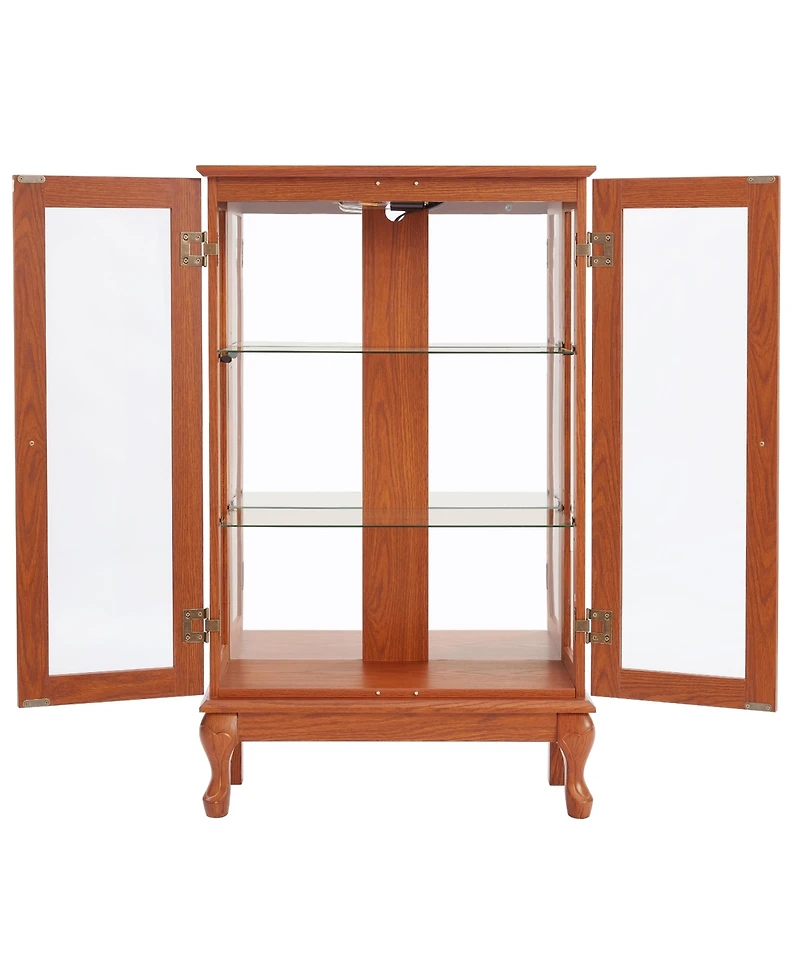 Streamdale Furniture Dark Oak Curio Cabinet with Glass Doors & Adjustable Shelves