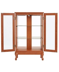 Streamdale Furniture Dark Oak Curio Cabinet with Glass Doors & Adjustable Shelves