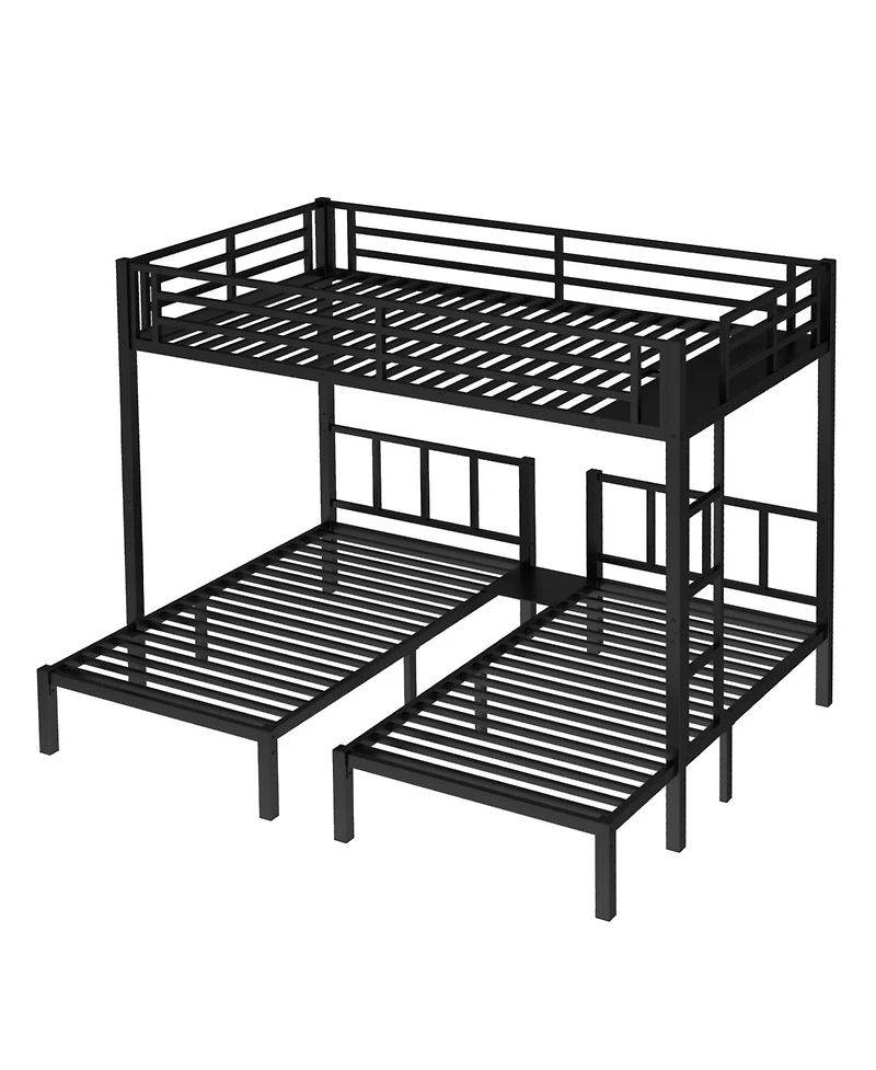 Streamdale Furniture Twin/Queen Metal Triple Bunk Bed - Black