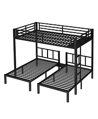 Streamdale Furniture Twin/Queen Metal Triple Bunk Bed - Black