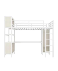 Streamdale Furniture Metal Queen Loft Bed with Wardrobe, Desk & Storage
