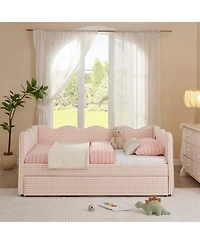 Streamdale Furniture Cozy Daybed with Trundle, Usb Port, Linen