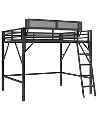 Streamdale Furniture Queen Loft Bed with Shelves, Metal Frame