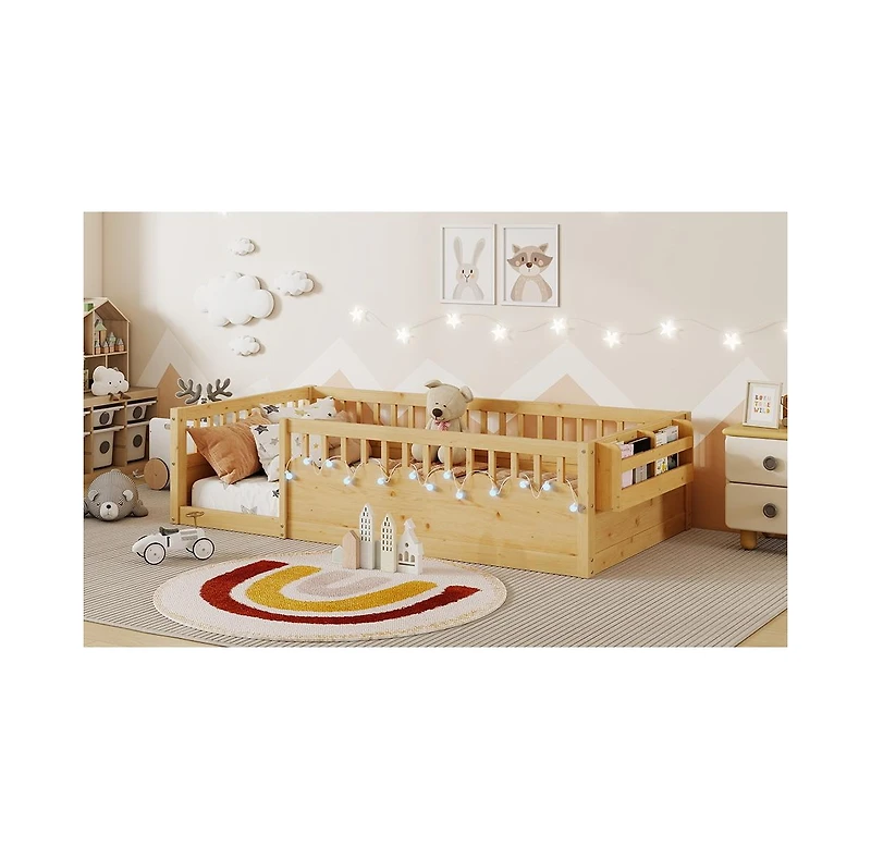 Streamdale Furniture Twin Montessori Floor Bed with Rails