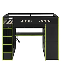 Streamdale Furniture Loft Bed with Desk, Wardrobe & Rgb Led