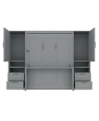 Streamdale Furniture Queen Size Murphy Bed Wall Bed with Closet ,Drawers and Shelves