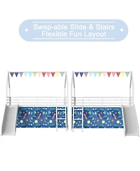 Streamdale Furniture Streamdale Jack Metal Junior Loft Bed w/ Slide, Curtain & Stickers