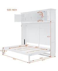 Streamdale Furniture Queen Size Murphy Bed Wall Bed with Top Cabinets