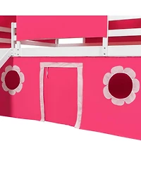 Streamdale Furniture Full Size Loft Bed with Slide Pink Tent and Tower - Pink