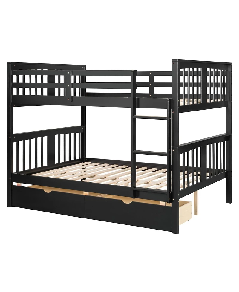 Streamdale Furniture + Full Over Wood Drawers & Ladder Bunk Bed