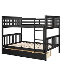 Streamdale Furniture + Full Over Wood Drawers & Ladder Bunk Bed