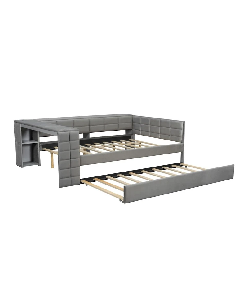 Streamdale Furniture Upholstered Platform Bed with Storage, Desk, Trundle