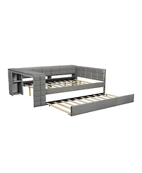 Streamdale Furniture Upholstered Platform Bed with Storage, Desk, Trundle
